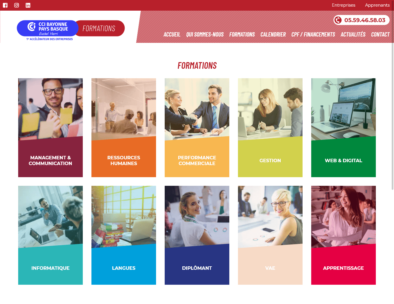 Création du site Internet WordPress sur mesure centre formation cci Bayonne 9