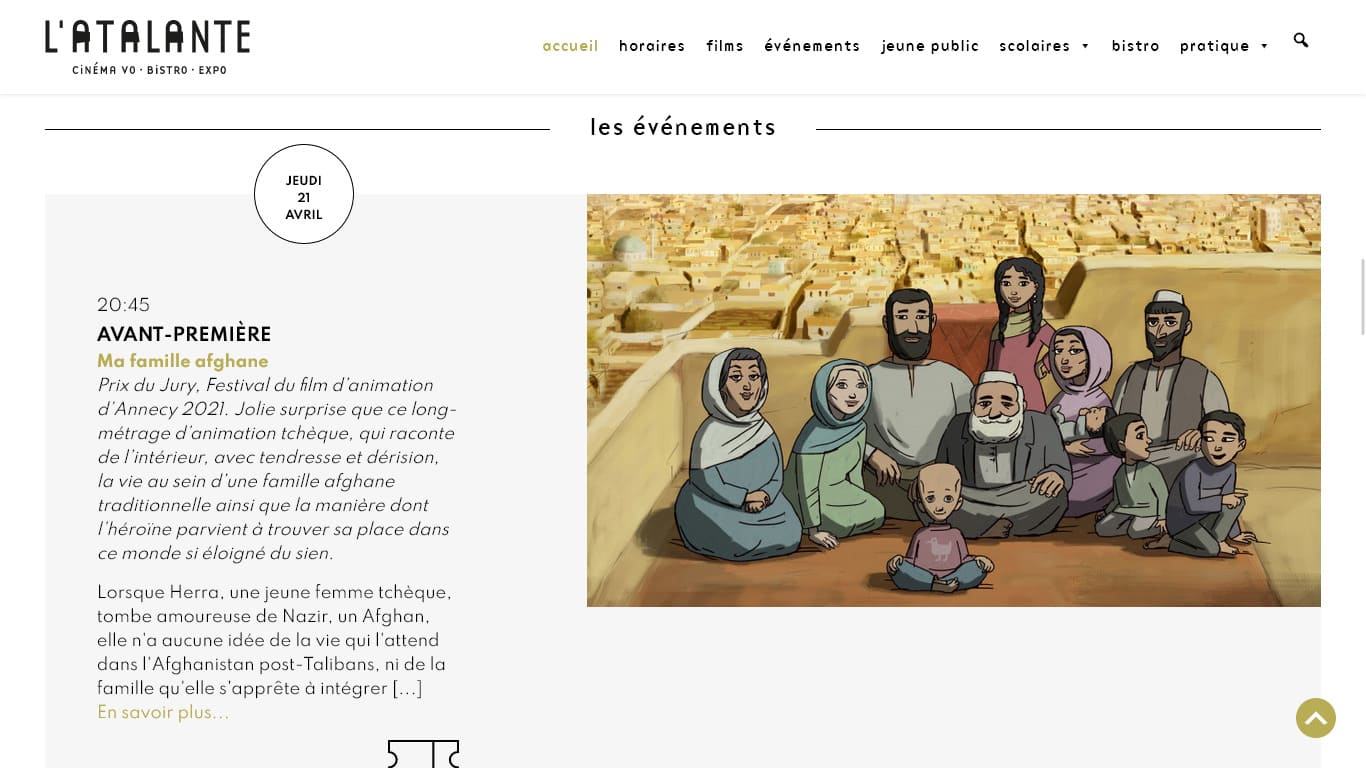 Création du site Internet WordPress sur mesure cinema atalante Bayonne 2