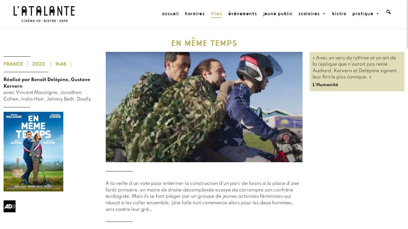 Création du site Internet WordPress sur mesure cinema atalante Bayonne 6