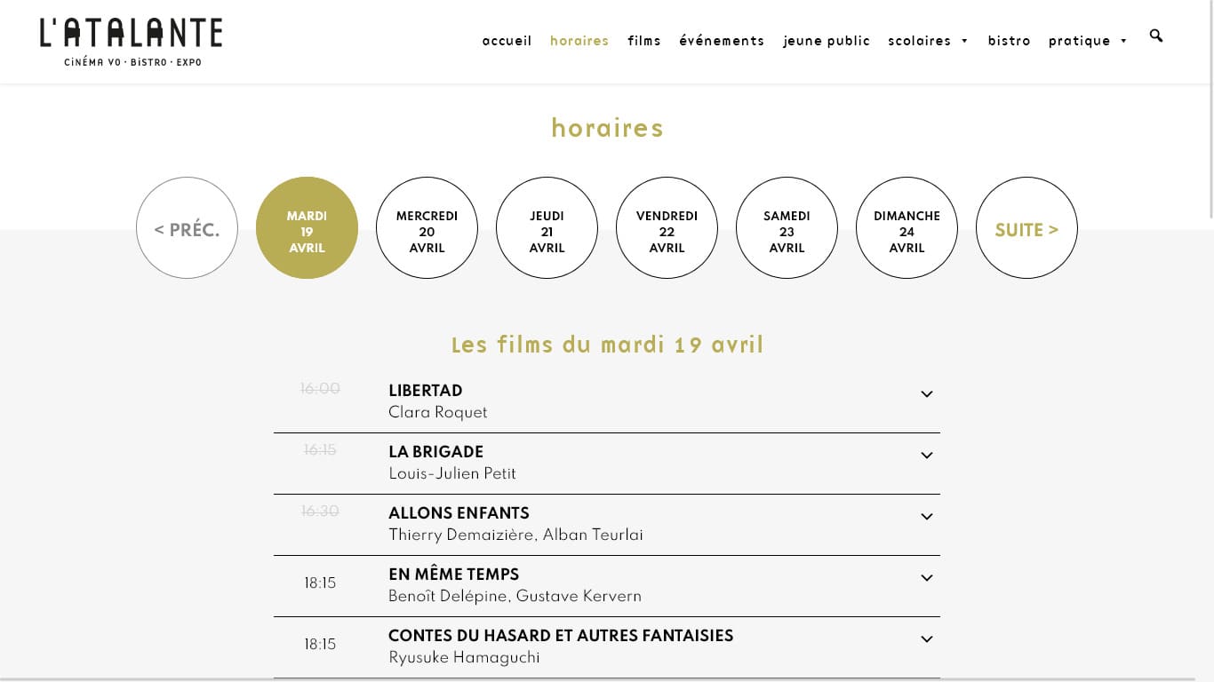 Création du site Internet WordPress sur mesure cinema atalante Bayonne 8