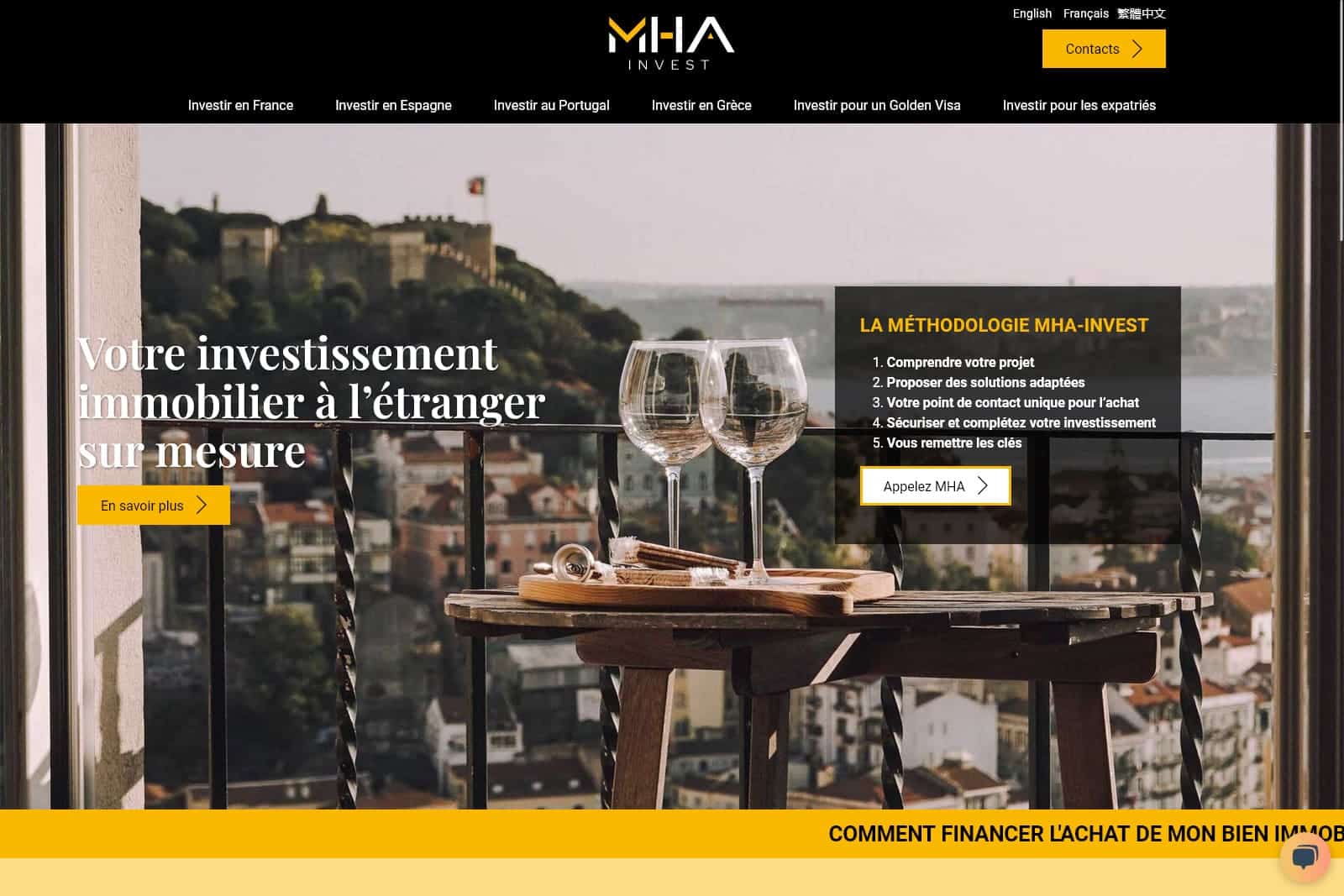 Création du site Internet WordPress sur mesure mha invest img 1