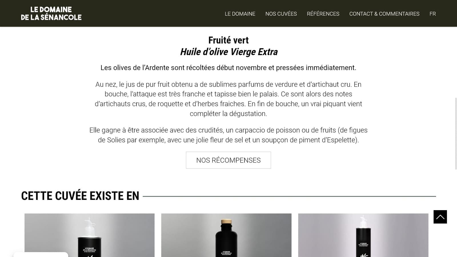 Site web WordPress Domaine de la Sénancole Huiles d'Olive de Provence
