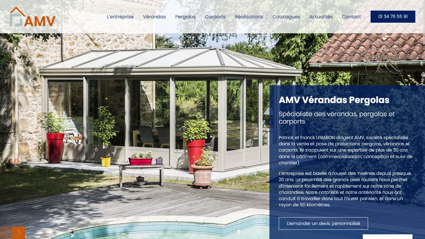 Site web WordPress AMV Pergola Véranda