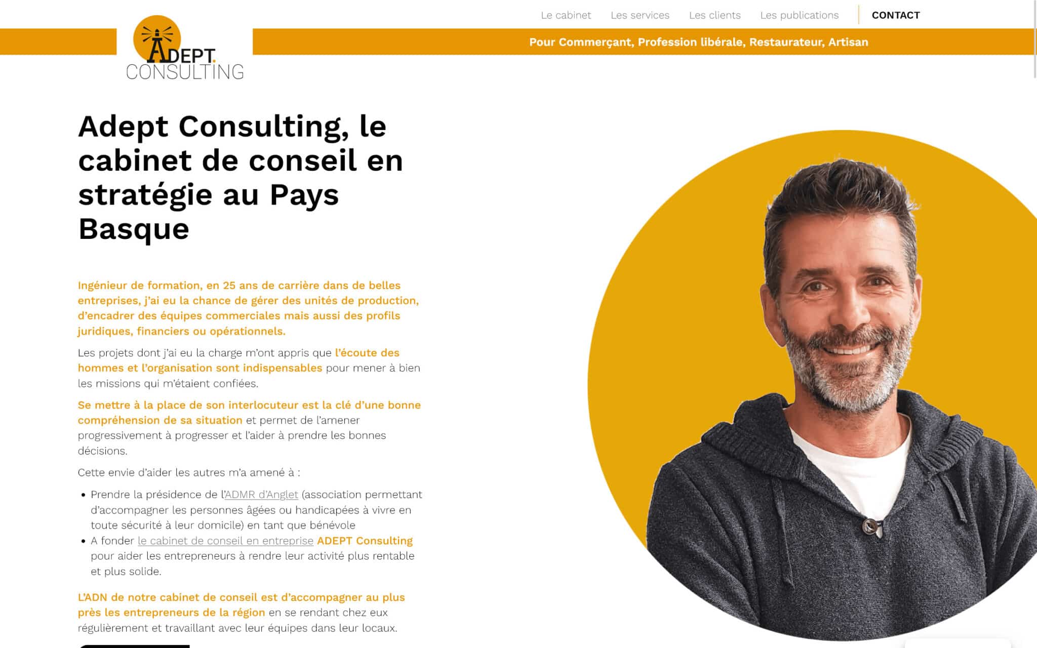 Site web WordPress à Biarritz pour le cabinet conseil Adept Consulting