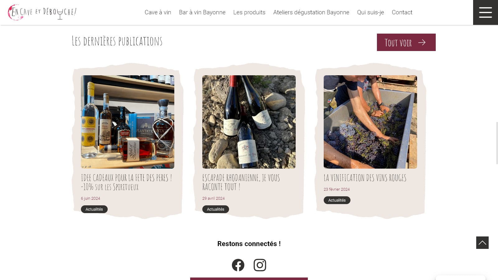 Site Internet WordPress sur mesure pour le caviste de Bayonne En Cave et Débouche