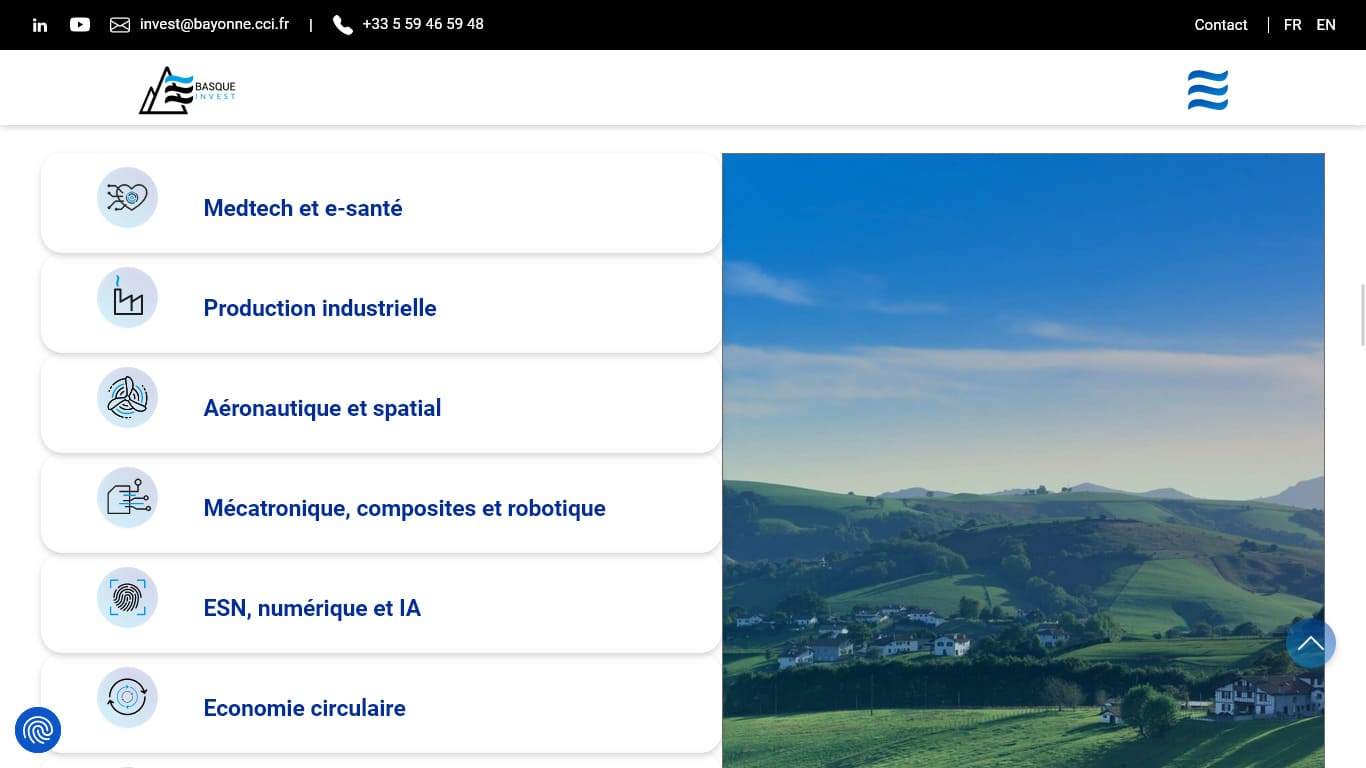 Site Internet WordPress sur mesure multilingue pour Basque Invest - service Implantations de la CCI Bayonne Pays Basque