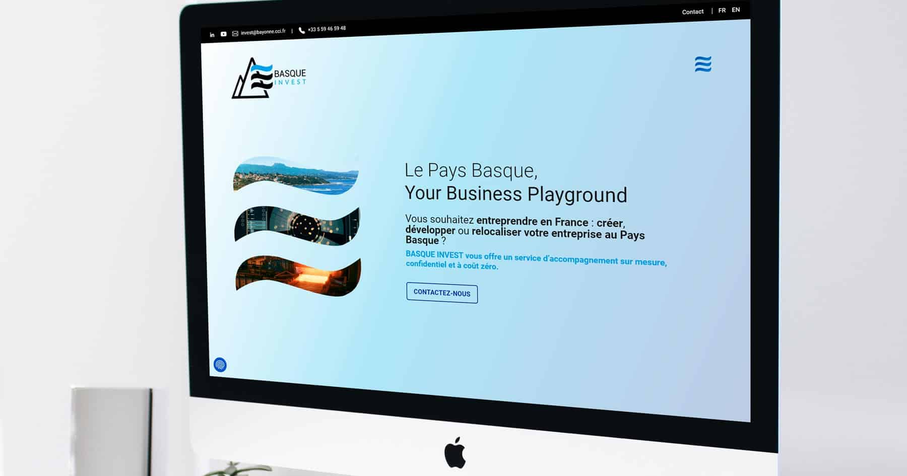 Site Internet WordPress sur mesure multilingue pour Basque Invest - service Implantations de la CCI Bayonne Pays Basque