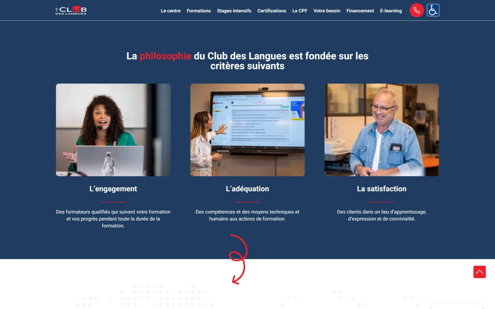 Site Internet WordPress Le Club des Langues centre de formation à Anglet