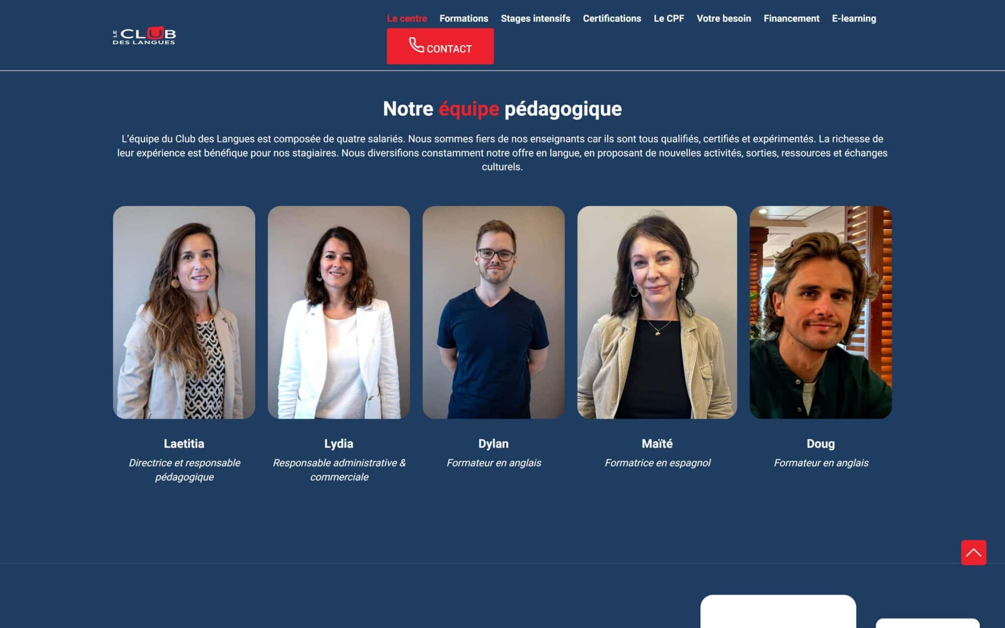 Site Internet WordPress Le Club des Langues centre de formation à Anglet