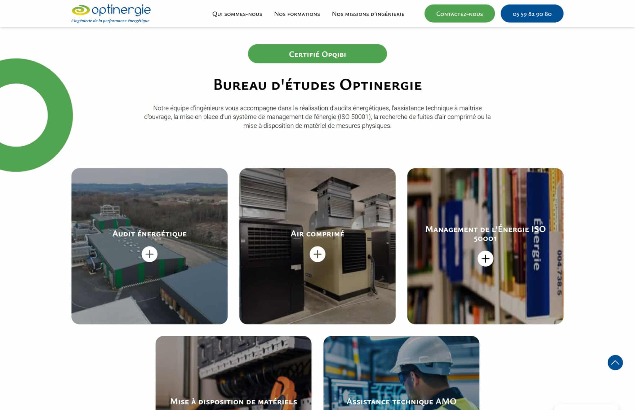 Site internet WordPress Optinergie bureau d'études
