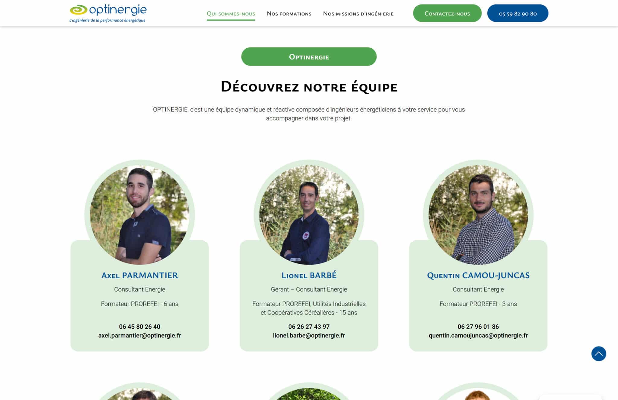 Site internet WordPress Optinergie bureau d'études